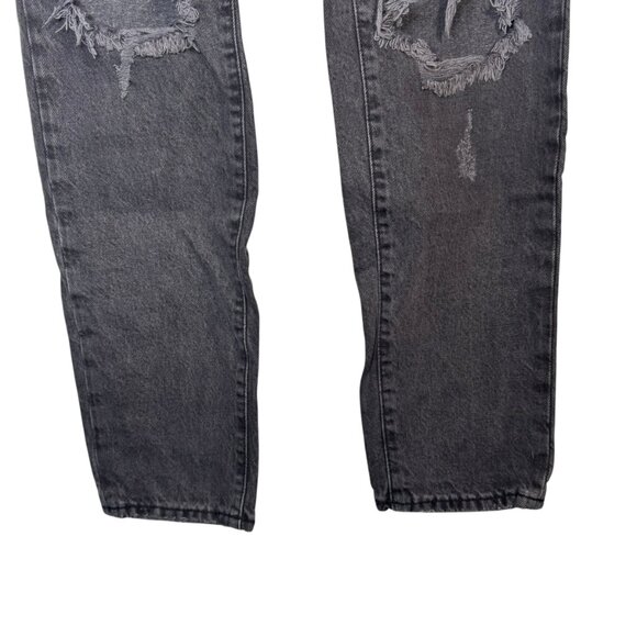 BDG Denim Black Distressed Mom High Rise Jeans Pants Waisted Straight Leg Sz 26 - Picture 4 of 7